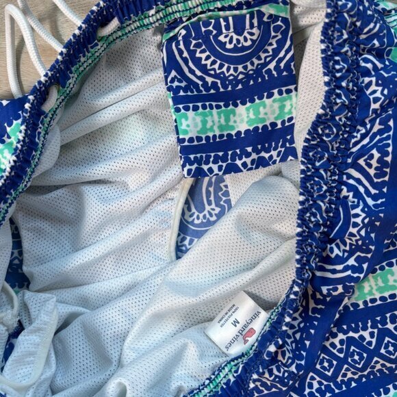 Vineyard Vines Swimsuit Mens Draw String Tiki Print Side & Key Pockets Size M - Picture 6 of 7